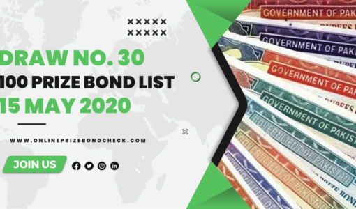 100 Prize Bond List - 15 May 2020