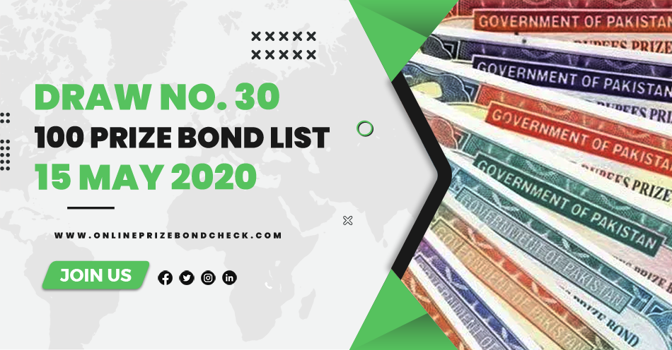 100 Prize Bond List - 15 May 2020
