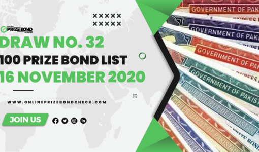 100 Prize Bond List - 16 November 2020