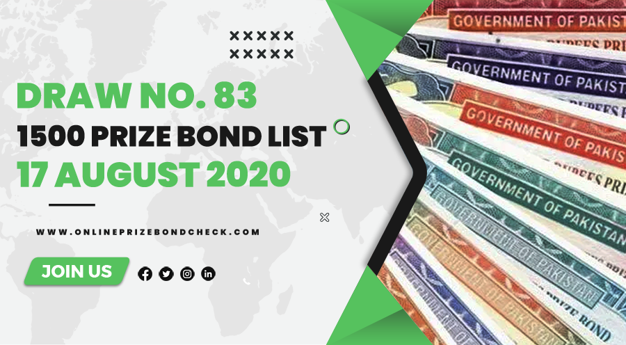 1500 Prize Bond List - 17 August 2020