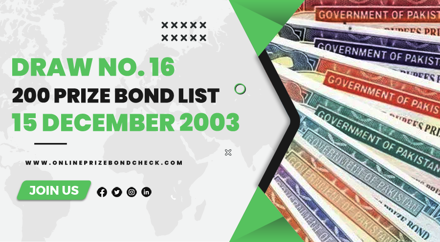 200 Prize Bond List - 15 December 2003
