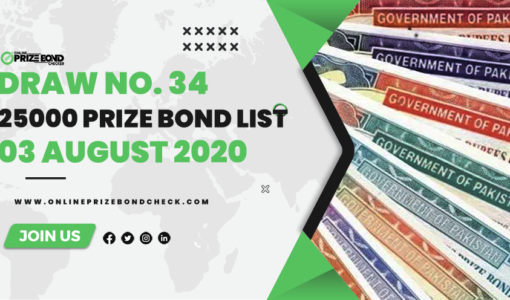 25000 Prize Bond List - 03 August 2020