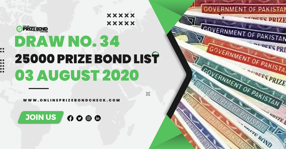 25000 Prize Bond List - 03 August 2020