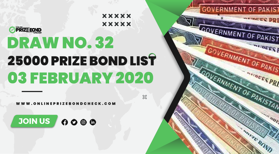 25000 Prize Bond List - 03 February 2020
