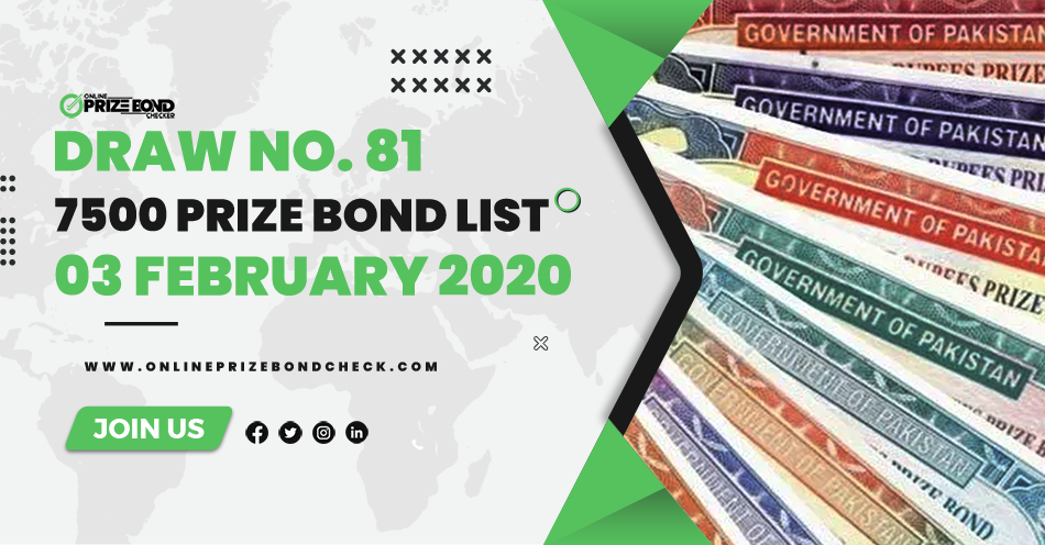 7500 Prize Bond List - 03 February 2020