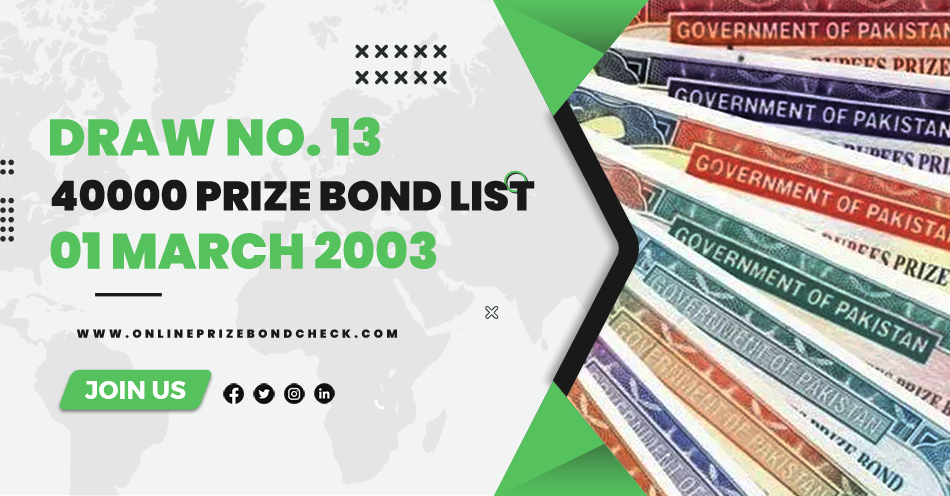 40000 Premium Prize Bond List - 01 March 2003