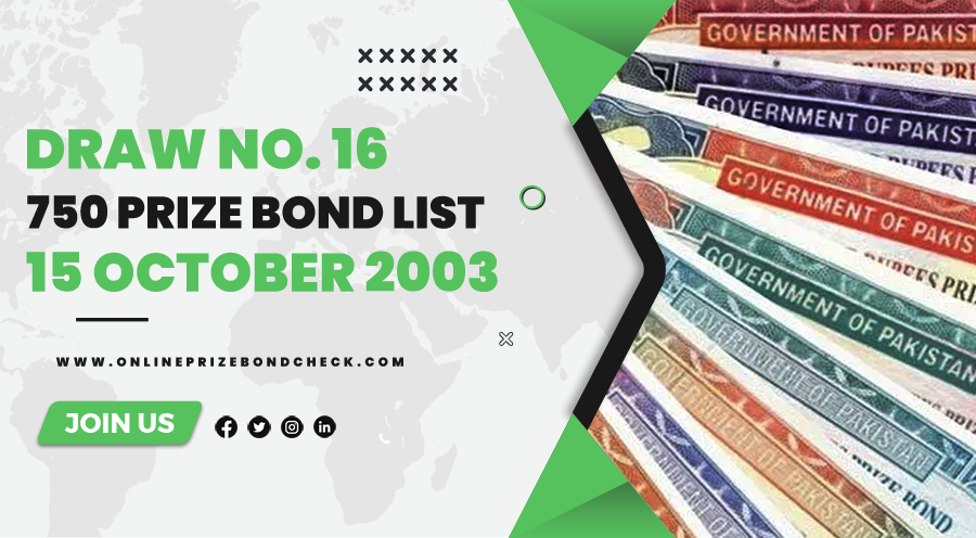 750 Prize Bond List - 15 October 2003