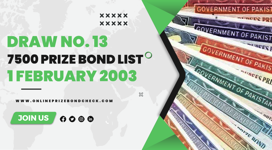 7500 Prize Bond List - 1 February 2003