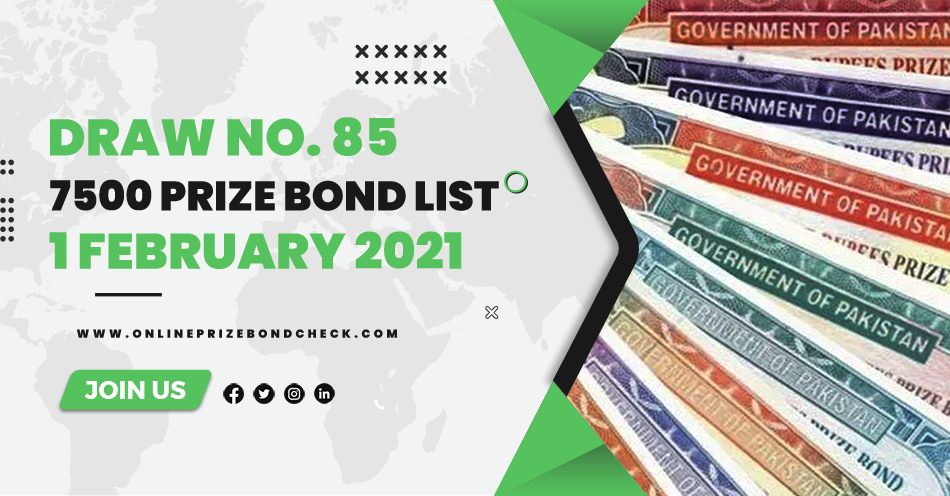 7500 Prize Bond List - 1 February 2021