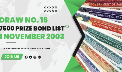 7500 Prize Bond List - 1 November 2003