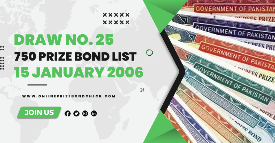 750 Prize Bond List - 15 JANUARY 2006