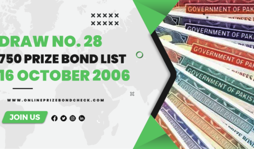 750 Prize Bond List - 16 October 2006