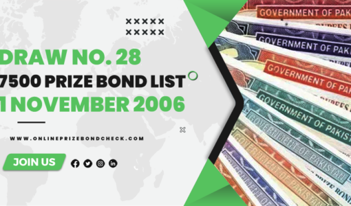7500 Prize Bond List - 1 November 2006