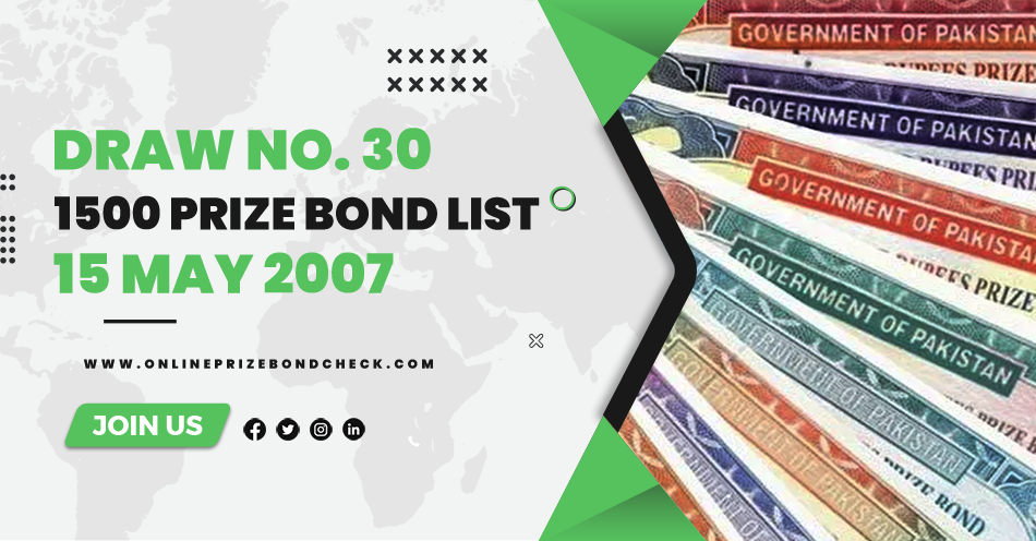1500 Prize Bond List - 15 May 2007
