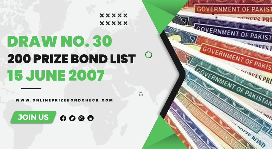 200 Prize Bond List - 15 June 2007