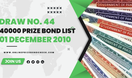 40000 Prize Bond List - 01 December 2010