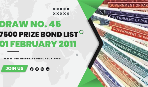 7500 Prize Bond List - 01 February 2011
