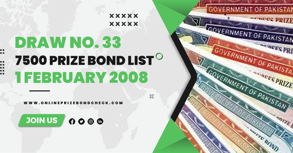 7500 Prize Bond List - 1 February 2008