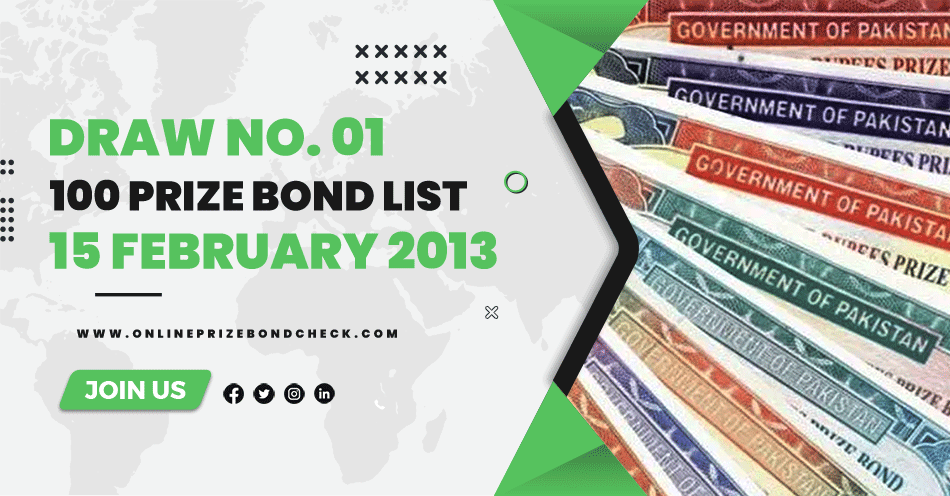 100 Prize Bond List - 15 February 2013