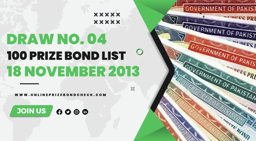 100 Prize Bond List - 18 November 2013