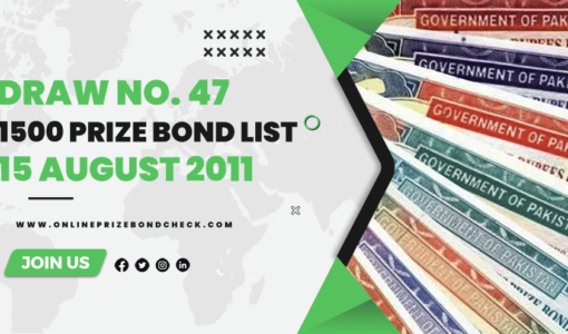 1500 Prize Bond List - 15 August 2011