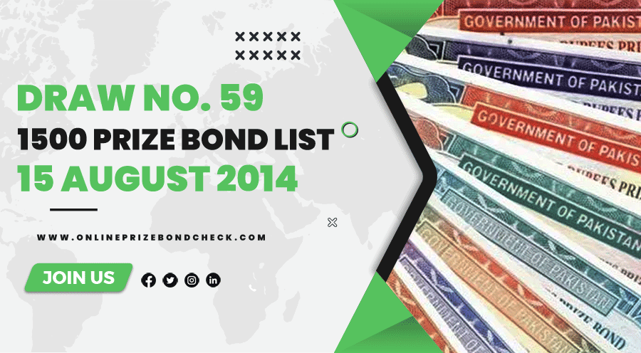 1500 Prize Bond List - 15 August 2014