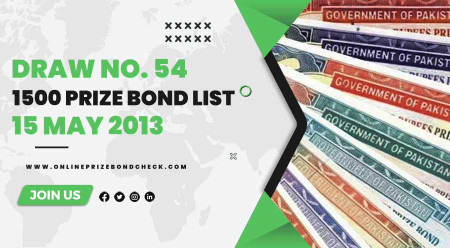 1500 Prize Bond List - 15 May 2013