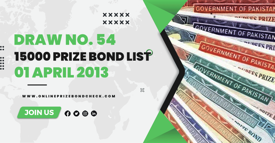 15000 Prize Bond List - 01 April 2013