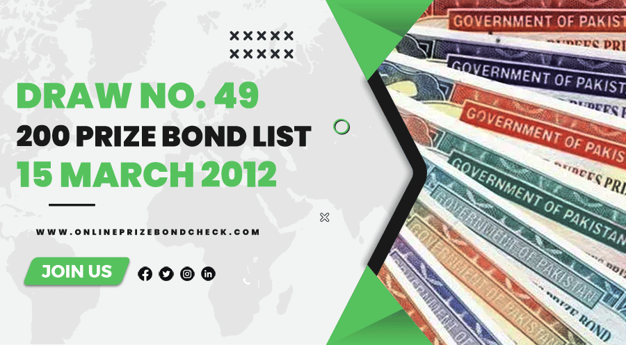 200 Prize Bond List - 15 March 2012