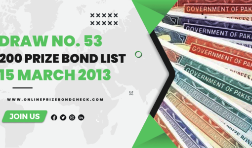 200 Prize Bond List - 15 March 2013