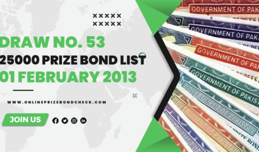 25000 Prize Bond List - 01 February 2013