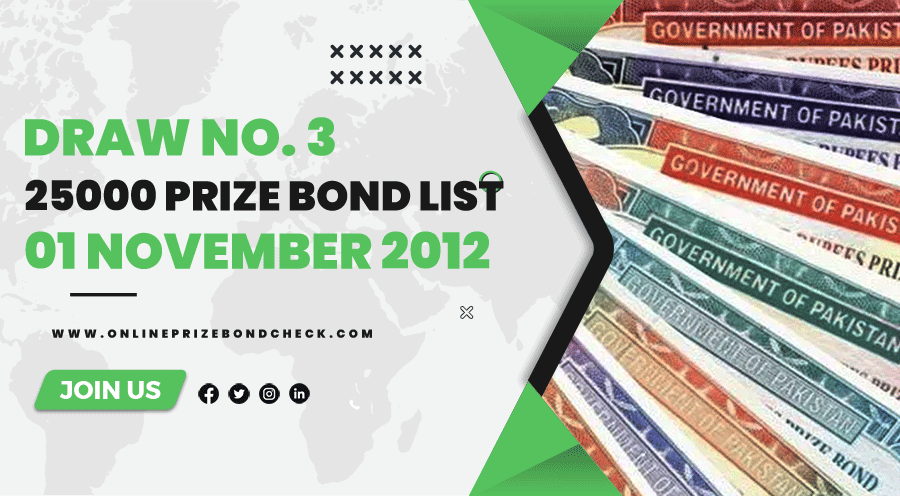 25000 Prize Bond List - 01 November 2012
