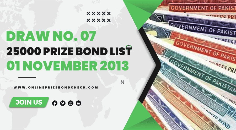 25000 Prize Bond List - 01 November 2013