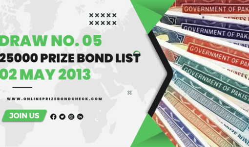 25000 Prize Bond List - 02 May 2013