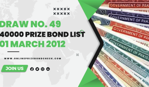 40000 Prize Bond List - 01 March 2012