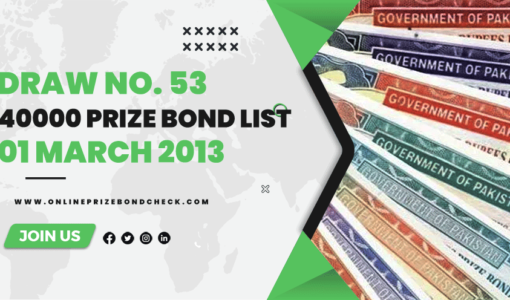 40000 Prize Bond List - 01 March 2013