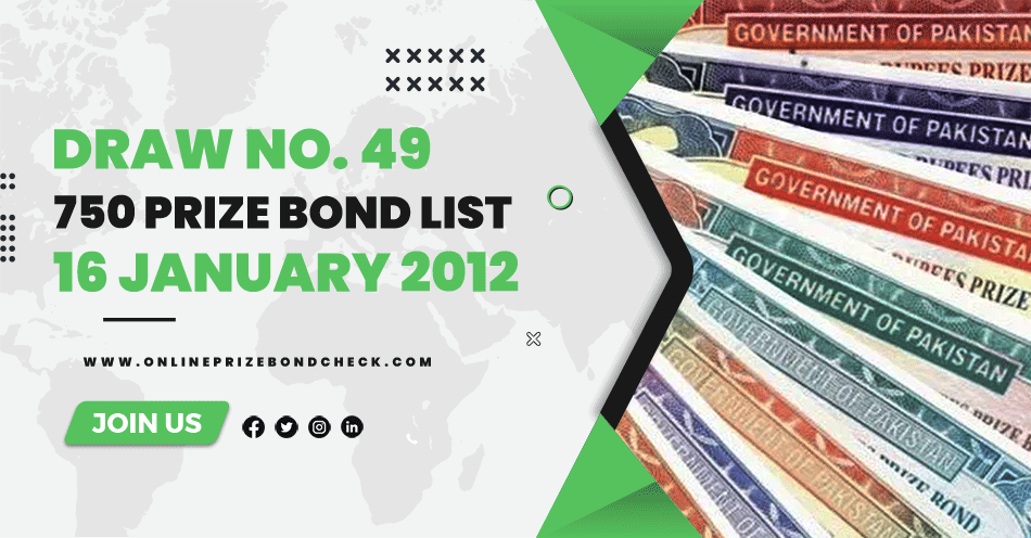 750 Prize Bond List - 16 January 2012