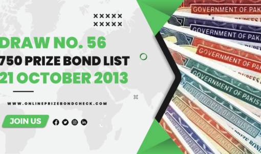 750 Prize Bond List - 21 October 2013