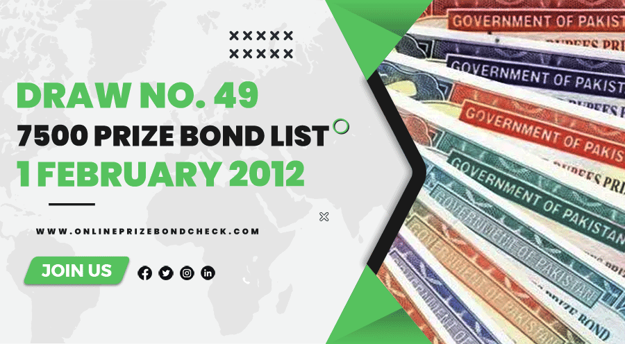 7500 Prize Bond List - 1 February 2012