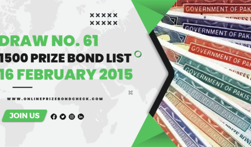 1500 Prize Bond List - 16 February 2015