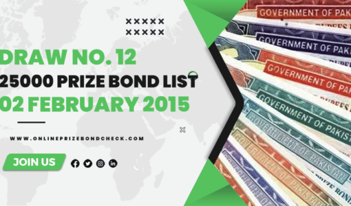 25000 Prize Bond List - 02 February 2015