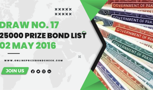 25000 Prize Bond List - 02 May 2016
