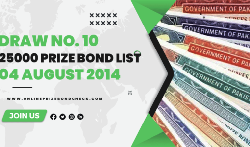 25000 Prize Bond List - 04 august 2014