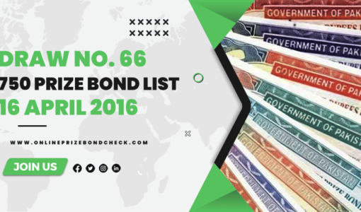750 Prize Bond List - 16 April 2016