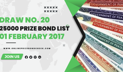 25000 Prize Bond List- 01 February 2017