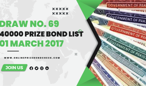 40000 Premium Prize Bond List - 01 March 2017