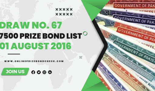 7500 Prize Bond List- 01 August 2016