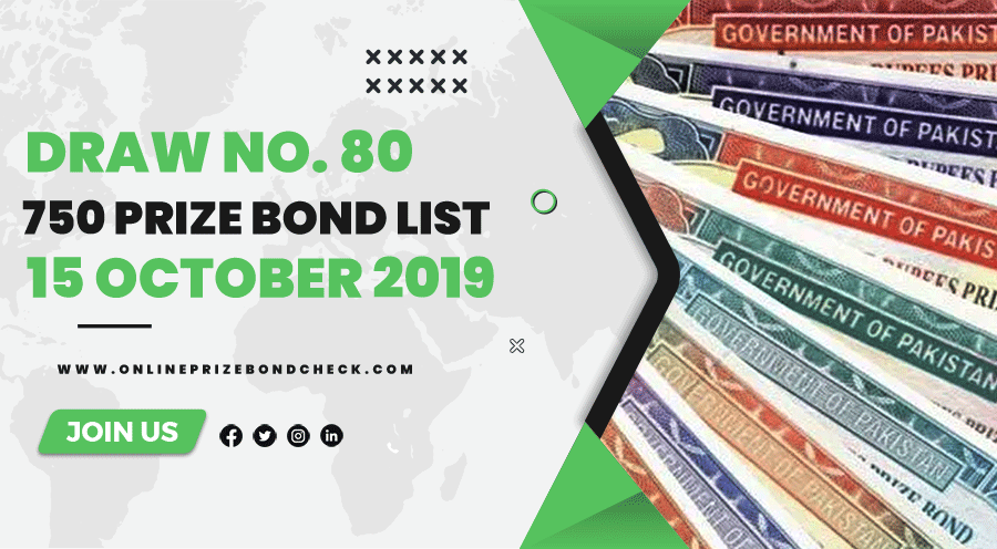 750 Prize Bond List - 15 October 2019